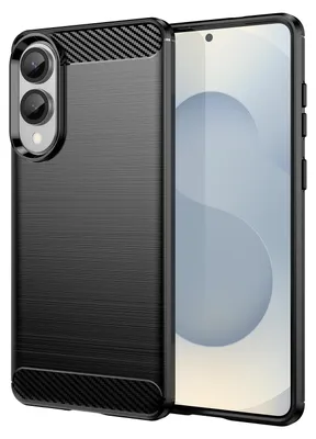 Produktbild von Für Samsung Galaxy S25 Edge 5G Carbon Brushed Design Textur TPU Hülle Schwarz