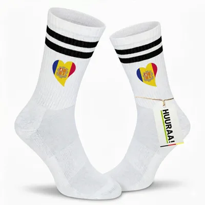 Produktbild von Huuraa Uni Socken Andora Flagge Herz 37/41 Black Baumwolle Tennissocken Geschenkidee
