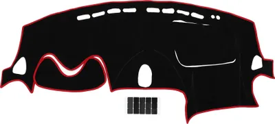 Produktbild von Armaturenbrett-Abdeckung - Sonnenschutz für die Mittelkonsole des Autos - für Nissan Juke 2011-2017 - Polyester Schwarz Rot mit Aufkleber - 1 Set