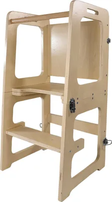 Produktbild von 3in1 Lernturm aus Birke mit Maltafel, Tisch und Stuhl für Kinder, natur