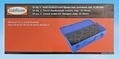 Produktbild von Kraft-Steckschlüsselsatz 6-Kant 22-50 mm 1", 10-tlg.