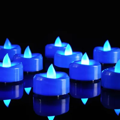 Image de Set de 24 bougies LED sans flamme Décoration d'Halloween Bleu