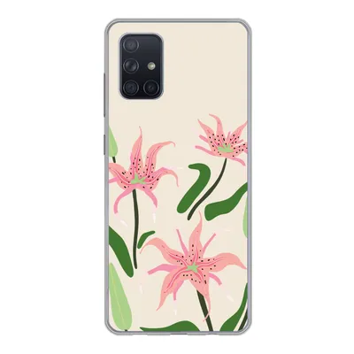 Produktbild von MuchoWow® Handyhülle Schutzhülle Hülle für Samsung Galaxy A51 5G Blume - Rosa - Blätter Silikon Softcase Handy Hülle - Abbildung