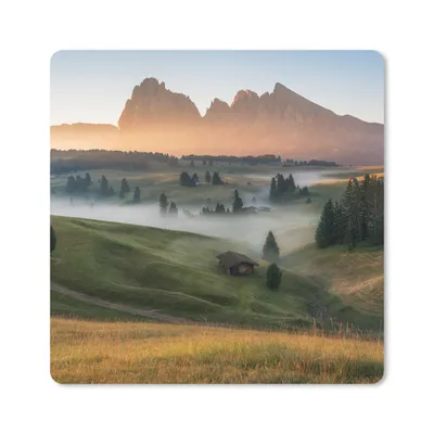 Produktbild von MuchoWow® Mauspad Mousepad Berg - Nebel - Landschaft 20x20 cm - Mousepads - Maus Mat - Pad - Mausunterlage - Desk Mat - Bureauartikeln