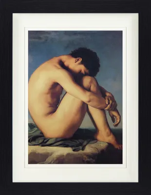Produktbild von Hippolyte Flandrin Gerahmtes Bild Mit Edlem Passepartout | Wand-Bilder | Im Bilderrahmen - Jüngling Am Meeresufer, 1836 (40 x 30 cm)