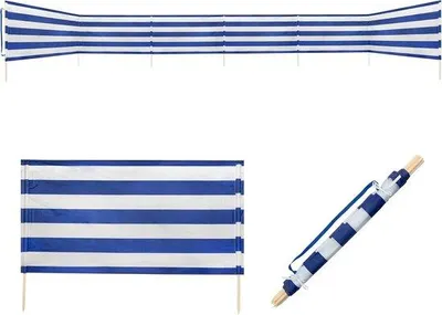 Produktbild von Famanu Windschutz für Strand und Camping - Blau/Weiß
