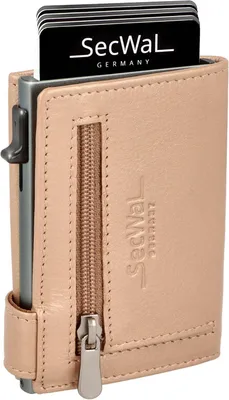 Produktbild von Kartenetui aus Echtleder mit Münzfach und RFID Schutz, Slim Wallet mit Aluminium Kartenhalter für bis zu 10 Karten, Kompakte Geldbörse