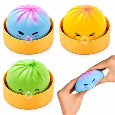 Produktbild von Dumpling-Form niedlicher Squishy,3 Dumpling Squishy Blindbox,weiches drückbares Anti-Stress-Ball Spielzeug mit Dampfkorb,sensorisches Stressspielzeug