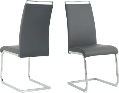 Produktbild von Möbilia Freischwinger-Stuhl 2er Set | Kunstleder | Freischwingergestell | B 42 x T 58 x H 101 cm | grau – silber | 21020062 | Serie STUHL