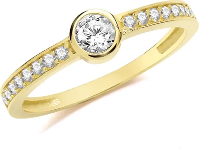 Produktbild von Klassischer 9 Karat (375) Gold Damen - Solitärring mit Zirkonia, 59 (18.8); TRS36096RSR