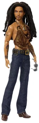 Produktbild von Barbie Signature Kenbassadors Lenny Kravitz-Sammelpuppe mit Tanktop aus Mesh-Stoff und Bootcut-Jeans, Modepuppe, Männlich, 6 Jahr(e), Junge/Mädchen, Mit Ton, 330,2 mm