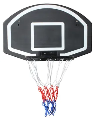 Productafbeelding van Zimilo Basketballset voor wandmontage, geschikt voor binnen- en buitengebruik. Inclusief een stevige backboard van 72x46 cm en een metalen basketballring met een diameter van 43 cm. Weersbestendige basketballset