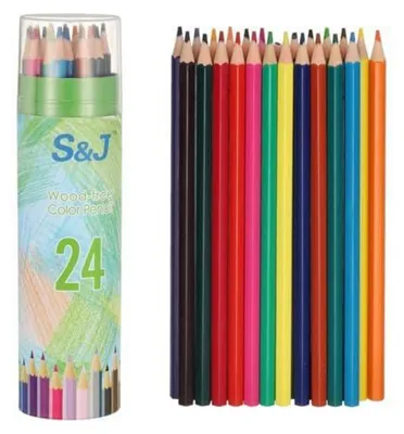 Obrázok produktu pre Sada 24 farebných olejových ceruziek, drevené, šesťuholníkové, vhodné na maľovanie, kreslenie, skicovanie a tvorivé projekty