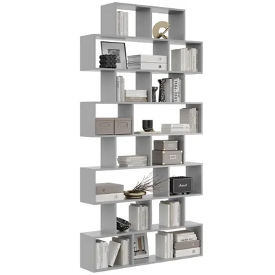 Produktbild von Bücherregal Grau – moderne Wand-Bibliothek im skandinavischen Stil für Büro, Wohnzimmer und Schlafzimmer