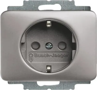 Image de Busch Jäger BJ Alpha Nea Platin Prise Interrupteur à bascule Cadre Variateur Couverture E8(Prise avec protection enfant 20 EUCKS-20)