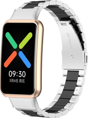 Produktbild von Strap-it Oppo Watch Free Stahlband (Silber/Schwarz)