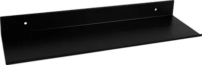 A black metal shelf on a white background.