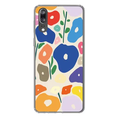 Produktbild von MuchoWow® Handyhülle Schutzhülle Hülle für Huawei P20 Blume - Abstrakt - Blätter Silikon Softcase Handy Hülle - Hardcover