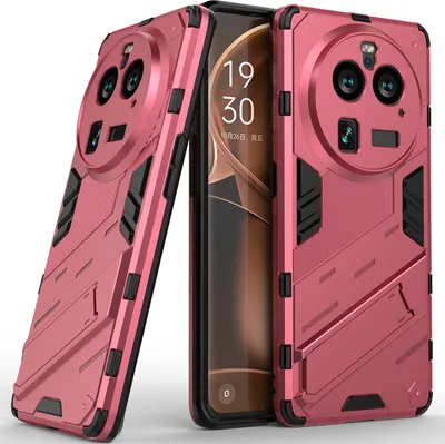 Produktbild von Armor Hülle für Oppo Find X6 Pro, Hybrid PC TPU Bumper Stoßfestes Schutzhülle mit Standfunktion Rosa