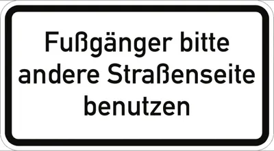 Produktbild von Verkehrsschild VZ2140, Fußgänger bitte andere Straßenseite benutzen, Alu, RA1...