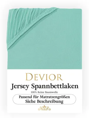 Produktbild von Devior Jersey Spannbettlaken 180x200 - 200x220 mint Bettlaken 100% Baumwolle für Boxspringbett und Wasserbett