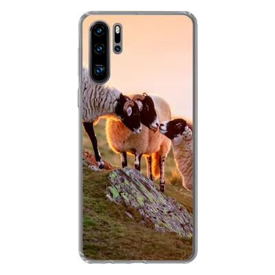 Produktbild von MuchoWow® Handyhülle Schutzhülle Hülle für Huawei P30 Pro Schafe - Tiere - Sonnenuntergang Silikon Softcase Handy Hülle - Schutzdeckel