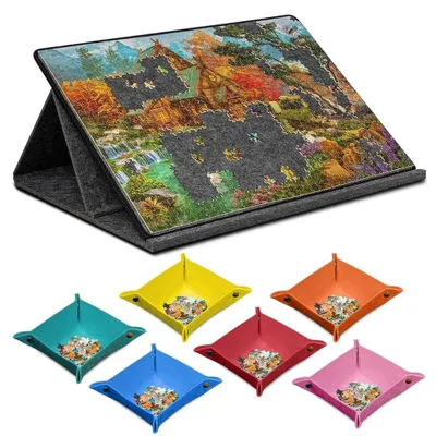 Obrázek produktu pro Omgoods – Přenosná podložka na skládání puzzle s 6 přihrádkami – Naklápěcí stojan na puzzle – Lehká podložka na puzzle – Vhodná pro 1000 dílků – Nastavitelné úhly – Podložka na puzzle