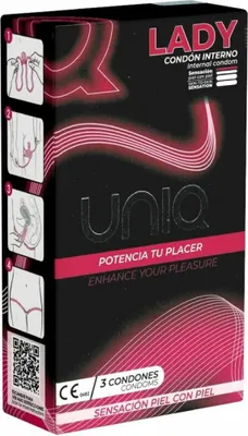 Zdjęcie produktu dla Uniq - Damskie Prezerwatywy Bez Lateksu Z Paskiem Do Pończoch 3 Sztuki