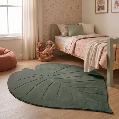 Zdjęcie produktu dla Volero - Pralny dywanik dziecięcy – Coco Liść Ciemnozielony - 160x230cm
