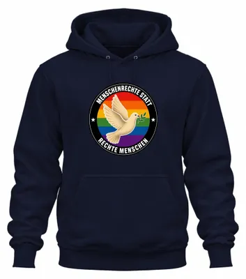 Productafbeelding van Mensenrechten boven alles. Vredestulp. Regenboog. Uni hoodie, marineblauw, maat S