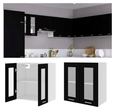 Produktbild von Hängeschrank aus Glas, Lyon, schwarz, 60 x 31 x 60 cm