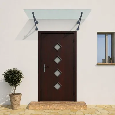 Immagine prodotto di Vetreria Westfalen - (V) 120x90 cm Vetro smerigliato Tettoia + supporto RAL7016
