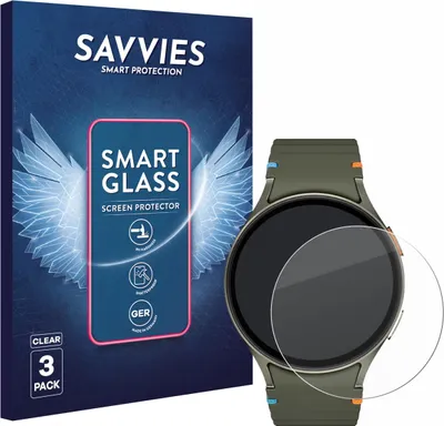 Produktbild von 3x Savvies Schutzglas Folie für Samsung Galaxy Watch 7 (44 mm) 9H Panzer Schutzfolie Glas Displayschutz klar transparent