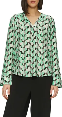 Produktbild von s.Oliver Damen Bluse – Regular Fit, V-Ausschnitt, All-Over-Print
