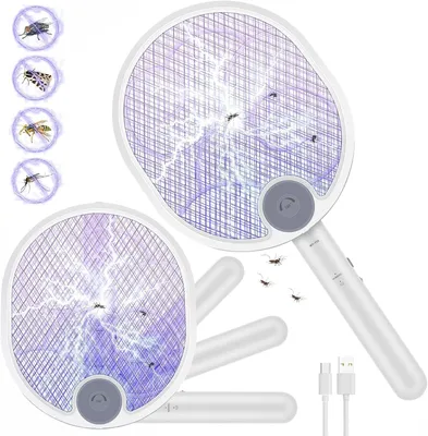 Produktbild von Elektrische Fliegenklatsche, Insektenvernichter, LED Mückenklatsche, USB wiederaufladbare UV-hängende Insektenvernichter mit Sicherheitsnetz