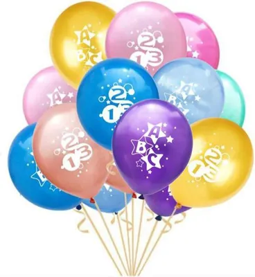 Produktbild von Oblique Unique 10x Luftballons Schuleinführung Einschulung Schulanfang Deko ABC 123 Zuckertüte - Farbmix