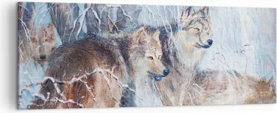 Produktbild von Bild auf Leinwand - Leinwandbild - Wolf Tier Wald - 140x50cm - Wand Bild - Wanddeko - Wandbilder - Leinwanddruck - Bilder - Kunstdruck - Wanddekoration - Leinwand bilder - Wandkunst - AB140x50-3770