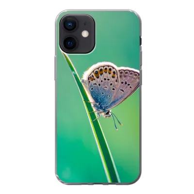Produktbild von MuchoWow® Handyhülle Schutzhülle Hülle für iPhone 12 Schmetterling - Gras - Licht Silikon Softcase Handy Hülle - Schutzhülle