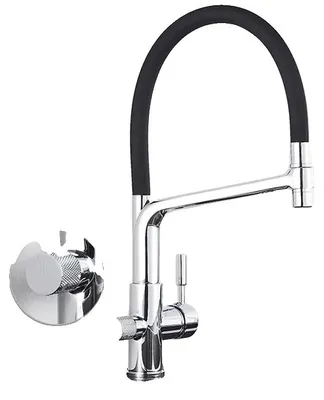Produktbild von Küchenarmatur, Messingkonstruktion, Doppelauslaufdesign, Chrom A
