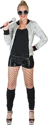 Produktbild von 80er Disco-Paillettenjacke silber - Einheitsgröße