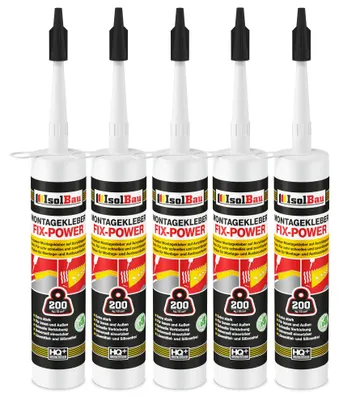 Produktbild von Isolbau Montagekleber Fix-Power 5 x 480 g Weiß Baukleber Kraftkleber Innen Außen
