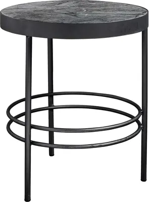 Produktbild von FURNLUX Beistelltisch Mitternachtsmarmor Schwarz Und Schwarz 50cm / Hauptfarbe: Schwarz / Abmessungen: 50 x 50 x 57 cm