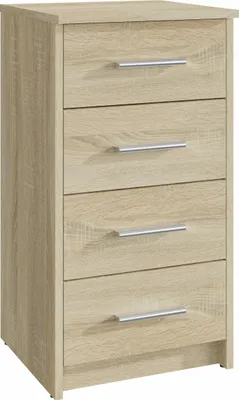 Produktbild von MATKAM Kommode Bodo 4S mit vier Schubladen, H/B/T 75 x 40 x 35 cm, Griffe in Metall-Optik, Führungsschienen aus Metall (Sonoma Eiche)