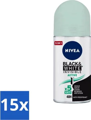 Zdjęcie produktu dla Nivea - Dezodorant - Roller - Black & White Invisible - Active - 50 ml - Opakowanie Advantage - 15 szt