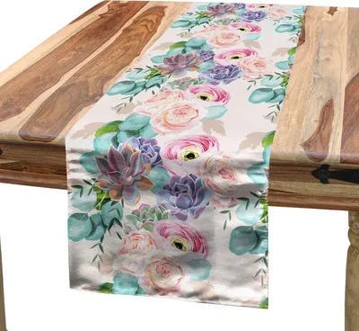 Obrázek produktu pro ABAKUHAUS Květinový ubrus, barevná kompozice různých květin v vintage botanickém stylu, 40 x 180 cm, vícebarevný