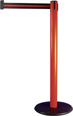 Produktbild von Gurt-Absperrpfosten GLA 28 rot, Kunststoff, 1000 mm Höhe, Gurt 2,3 m schwarz/rot