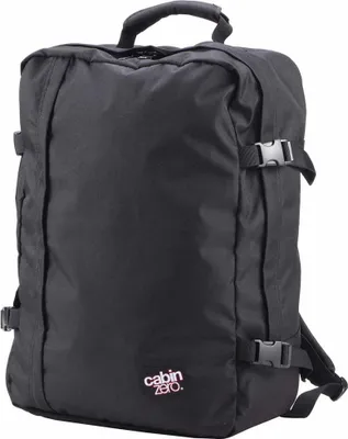 A black rucksack is shown against a white background.