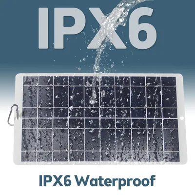 Obrázek produktu pro 8W solární panel – vodotěsný solární panel IPX6, 5 V, monokrystalický, s vysokou účinností 19 %, přenosný solární panel s rychlým nabíjením přes konektor Type-C pro chytré telefony / monitory / venkovní bezpečnostní kamery
