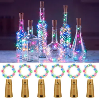 LED-Lichterkette 6er Set, 2 m, 20 LEDs, bunt, batteriebetrieben