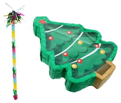 Produktbild von Papierpiñata im Weihnachtsbaum-Stil für Weihnachtsdekoration – Hängende Partydekoration für Weihnachtsfeiern